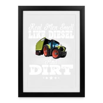 Tracteur disant drôle - Affiche encadrée (27 × 37 cm) - noir - Devant
