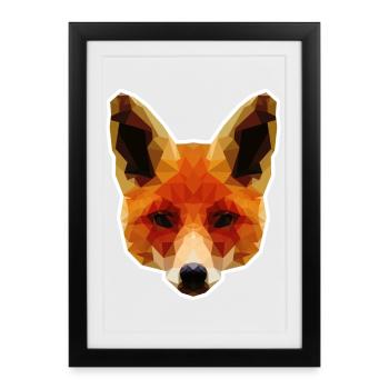 Renard polygonal orange - Affiche encadrée (27 × 37 cm) - noir - Devant