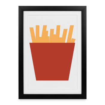 sac de frites Français - Affiche encadrée (27 × 37 cm) - noir - Devant