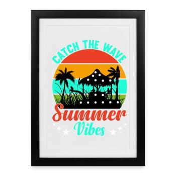 Summer Summer Catch the Wave - Framed poster (27 × 37 cm) - black - Front