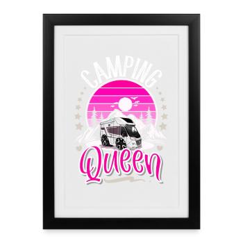 Camping Queen Camper Camping Grand-mère - Affiche encadrée (27 × 37 cm) - noir - Devant