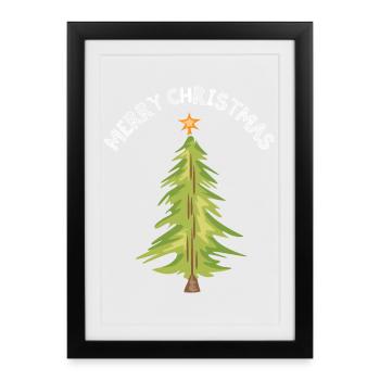 merry christmas tree xmas symbol fir tree forest - Framed poster (27 × 37 cm) - black - Front