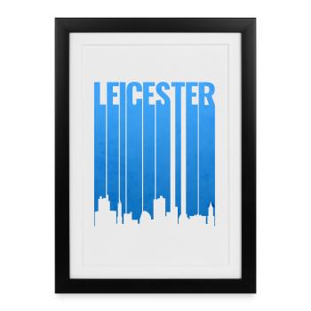 Leicester Skyline Blue Gradient - Framed poster (27 × 37 cm) - black - Front