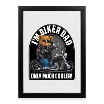 Moi motard papa beaucoup plus cool fête des pères - Affiche encadrée (27 × 37 cm) - noir - Devant
