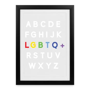 Mois de la fierté LGBTQ - Alphabet LGBTQ - Affiche encadrée (27 × 37 cm) - noir - Devant