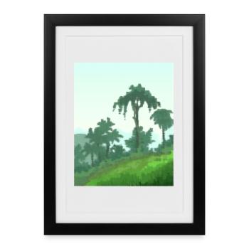 Palmiers sur toile - Affiche encadrée (27 × 37 cm) - noir - Devant