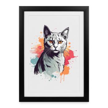 Cute Gray Cat - Framed poster (27 × 37 cm) - black - Front
