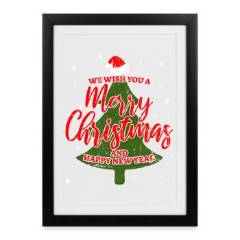 Joyeux Noël Arbre de Noël Cheer - Affiche encadrée (27 × 37 cm) - noir - Devant