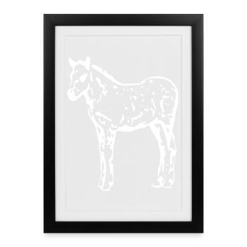 cheval blanc cheval blanc t-shirt cadeau cavalier - Affiche encadrée (27 × 37 cm) - noir - Devant