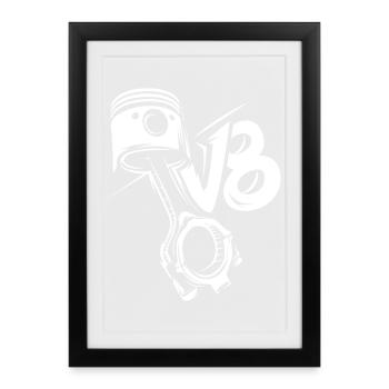 Piston V8 Graffiti Moteur musclecars gros bloc Logo - Affiche encadrée (27 × 37 cm) - noir - Devant