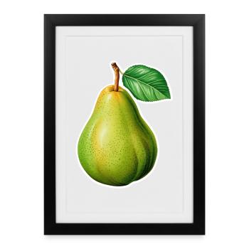 Illustration de poires – style jardin vintage - Affiche encadrée (27 × 37 cm) - noir - Devant