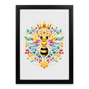 Vibrant, colorful queen bee motif - Framed poster (27 × 37 cm) - black - Front