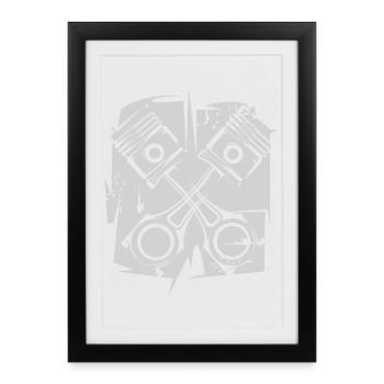 v8 Piston Engine Icon Art Illustration Logo - Framed poster (27 × 37 cm) - black - Front
