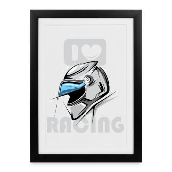 I Love Racing Racing Motorcycle Car Icon - Framed poster (27 × 37 cm) - black - Front