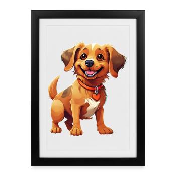 Chiens Éclat Canin en Illustration - Affiche encadrée (27 × 37 cm) - noir - Devant