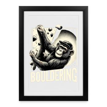 Cadeau d’escalade de bloc pour chimpanzé - Affiche encadrée (27 × 37 cm) - noir - Devant
