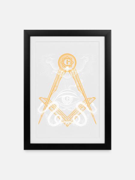 Freimaureraugen-Emblem - Gerahmtes Poster (27 × 37 cm) - Schwarz