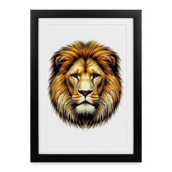 Lion - Affiche encadrée (27 × 37 cm) - noir - Devant