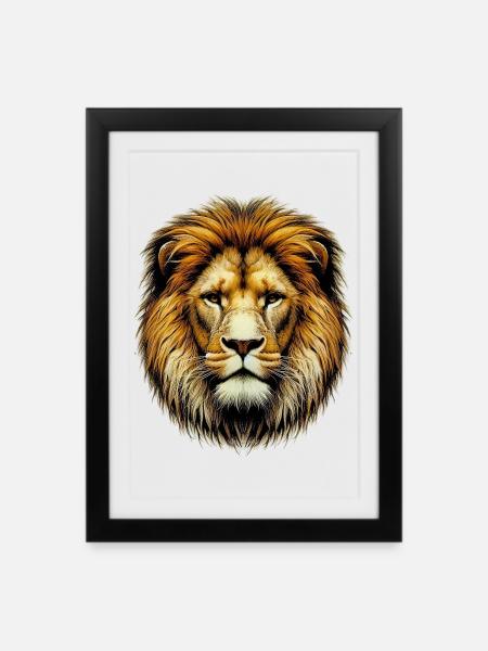 Löwe - Gerahmtes Poster (27 × 37 cm) - Schwarz