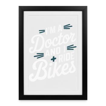 Médecin et cycliste - Affiche encadrée (27 × 37 cm) - noir - Devant