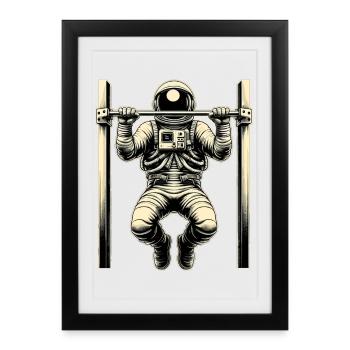 Calisthenics Astronaut Pull-ups Gift - Framed poster (27 × 37 cm) - black - Front