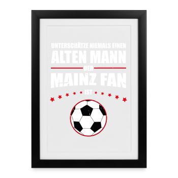 Alter Mann - Mainz Fan | Retro Vintage Design - Gerahmtes Poster (27 × 37 cm) - Schwarz - Vorne