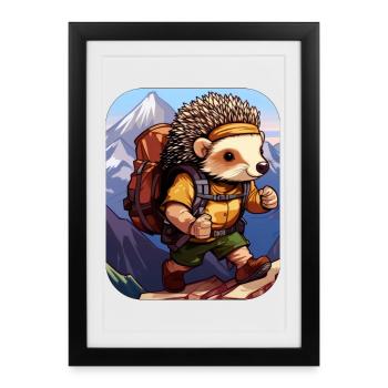 HérissonRandonnée / Alpinisme Hérisson - Affiche encadrée (27 × 37 cm) - noir - Devant