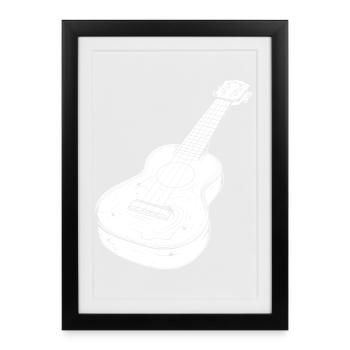 Ukulele Drawing - Framed poster (27 × 37 cm) - black - Front
