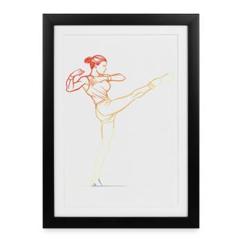 Kickboxing Girl Line Art - Framed poster (27 × 37 cm) - black - Front