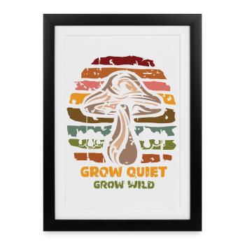 Mushroom Collector - amoureux de la nature à la culture rétro - Affiche encadrée (27 × 37 cm) - noir - Devant