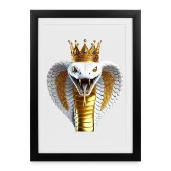 Cobra roi avec couronne - Affiche encadrée (27 × 37 cm) - noir - Devant