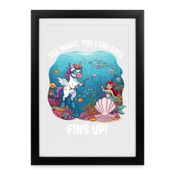 Sea Magic with Unicorn - Framed poster (27 × 37 cm) - black - Front