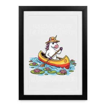Excursion en canoë Licorne - Affiche encadrée (27 × 37 cm) - noir - Devant