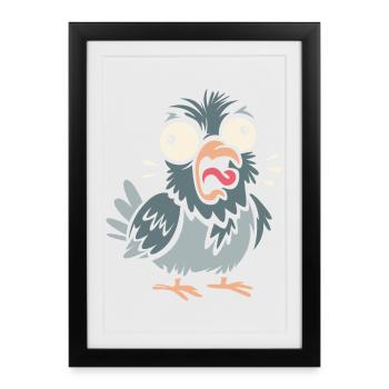 Funny pigeon as comic and cartoon for bird fans - Framed poster (27 × 37 cm) - black - Front