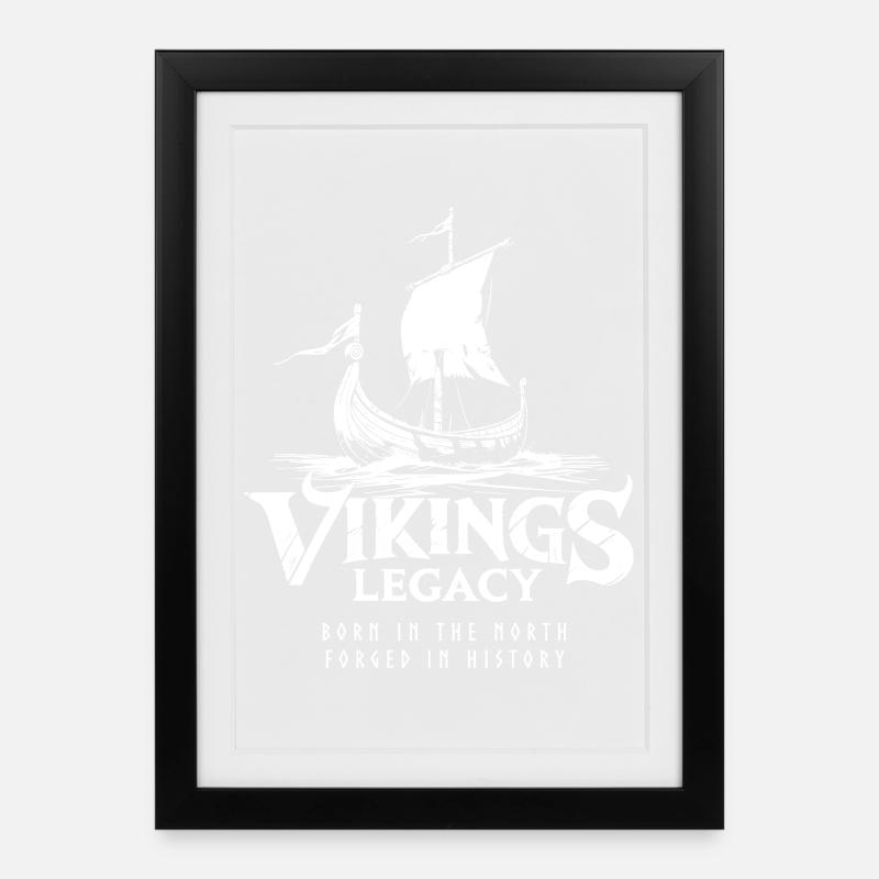 Drakkar - le drakkar viking - Affiche encadrée (27 × 37 cm) - noir