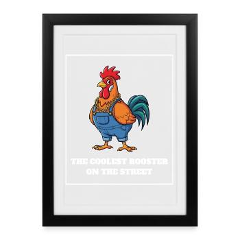 Le coq le plus cool - Affiche encadrée (27 × 37 cm) - noir - Devant