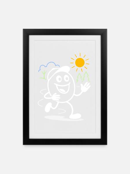 Ribbo läuft lachend durch den Tag - Gerahmtes Poster (27 × 37 cm) - Schwarz