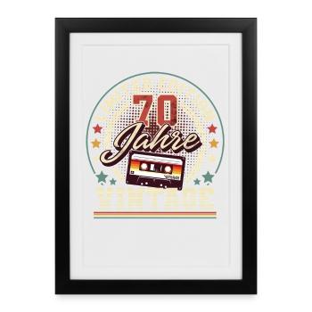 70e anniversaire Vintage - Affiche encadrée (27 × 37 cm) - noir - Devant