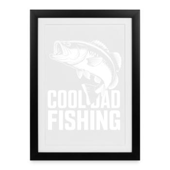 Cool Dad Fishing  - Gerahmtes Poster (27 × 37 cm) - Schwarz - Vorne