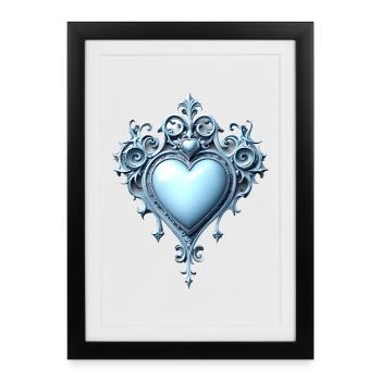Mystical Heart Ornamented in Blue - Framed poster (27 × 37 cm) - black - Front