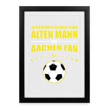 Old Man - Aachen Football Fan | Retro Vintage - Framed poster (27 × 37 cm) - black - Front