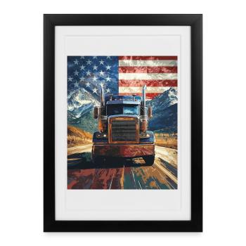camion - Affiche encadrée (27 × 37 cm) - noir - Devant