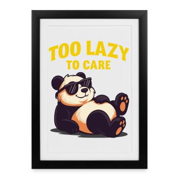 Conception de panda trop paresseux pour s'en soucier - Affiche encadrée (27 × 37 cm) - noir - Devant