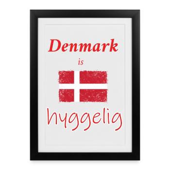 Hygelige Danemark Drapeau Illustration - Affiche encadrée (27 × 37 cm) - noir - Devant
