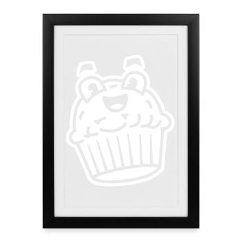 Cupcake Kawaii – Mignon et mignon pour chaque fête - Affiche encadrée (27 × 37 cm) - noir - Devant