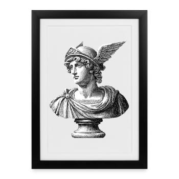 Antique Bust Hermes - Classic Engraving - Framed poster (27 × 37 cm) - black - Front