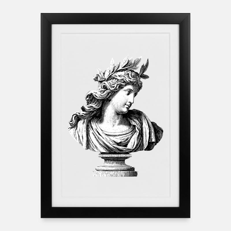 Ancient Goddess Bust – Classic Engraving - Framed poster (27 × 37 cm) - black
