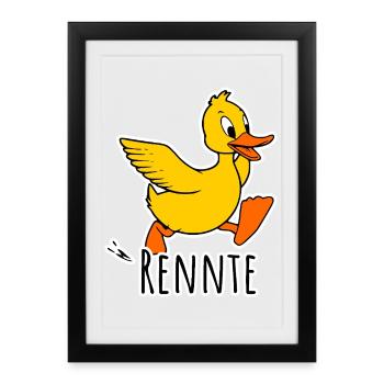 Eine niedliche kleine rennende Ente - eine Rennte! - Gerahmtes Poster (27 × 37 cm) - Schwarz - Vorne