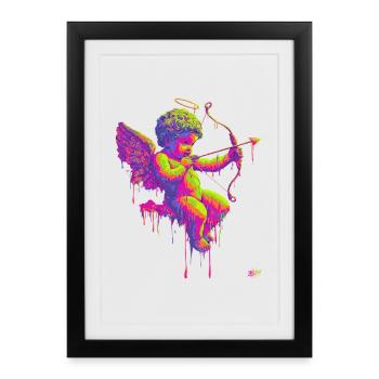 #NEon Cupidon - Affiche encadrée (27 × 37 cm) - noir - Devant