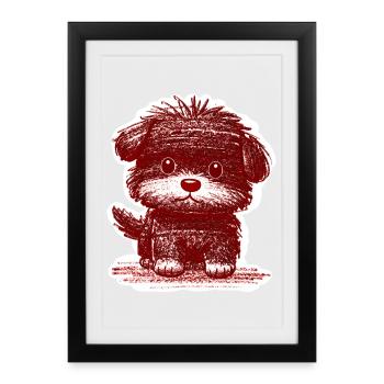 Chiot flou (Rouge) - Affiche encadrée (27 × 37 cm) - noir - Devant